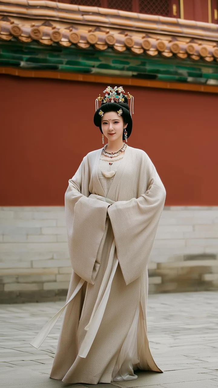 以中国文献内容做参考画一幅夏朝全身美女，要体现当时文化和服装特色，人物要像真人