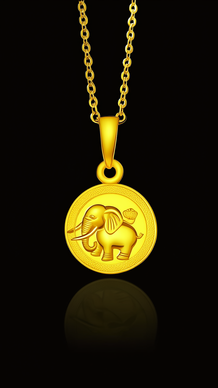 黄金大象吊坠图片