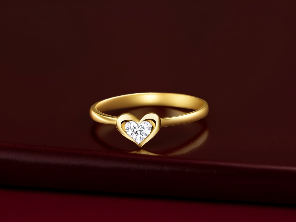 黄金爱心戒指图片