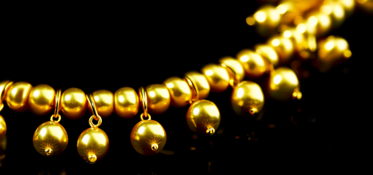 黄金珠珠项链图片