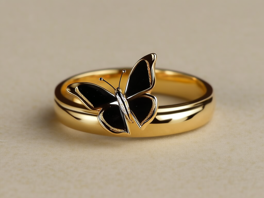 蝴蝶黄金戒指图片