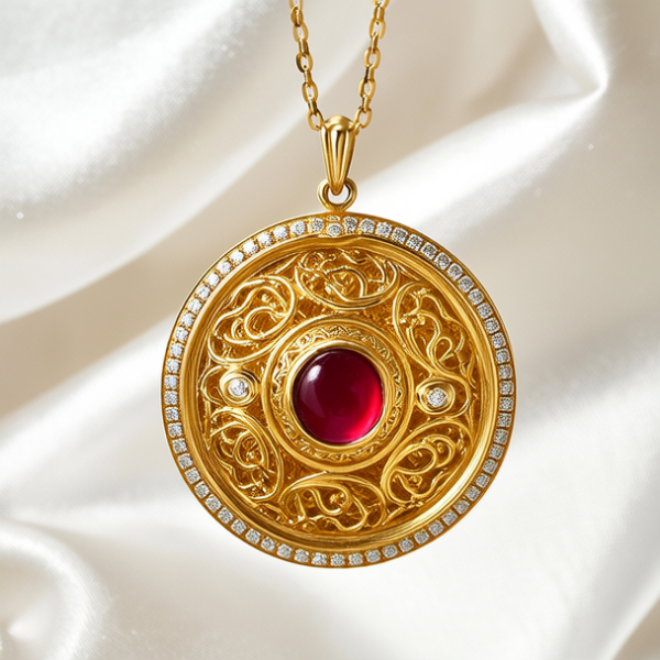 黄金实心吊坠女款图片